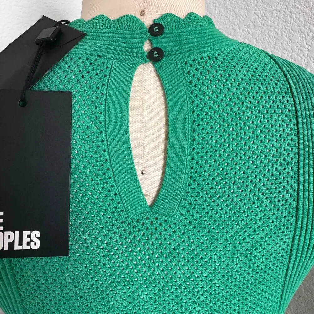 The Kooples | NWT Kelly Green Knit Pointelle Fit & Flare Dress Size 0/XS - Picture 8 of 12